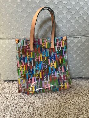 Dooney & Burke Multicolor Transparent Tote Bag with Tan Handles